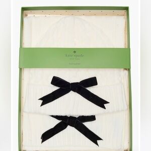 Kate Spade Cream Hat and Scarf Set with Black Bows